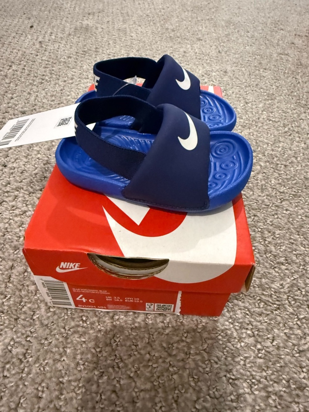 Nike Toddler Navy and Royal Blue Back-Strap Slide Sandals